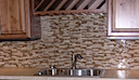 Glass tile kitchen backsplash