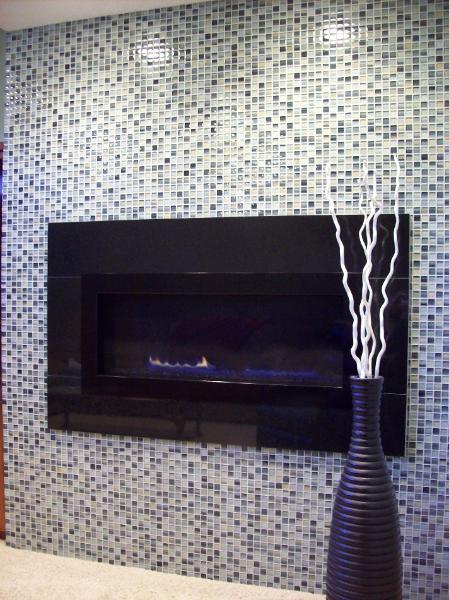 Glass Tile Mosaic Fireplace